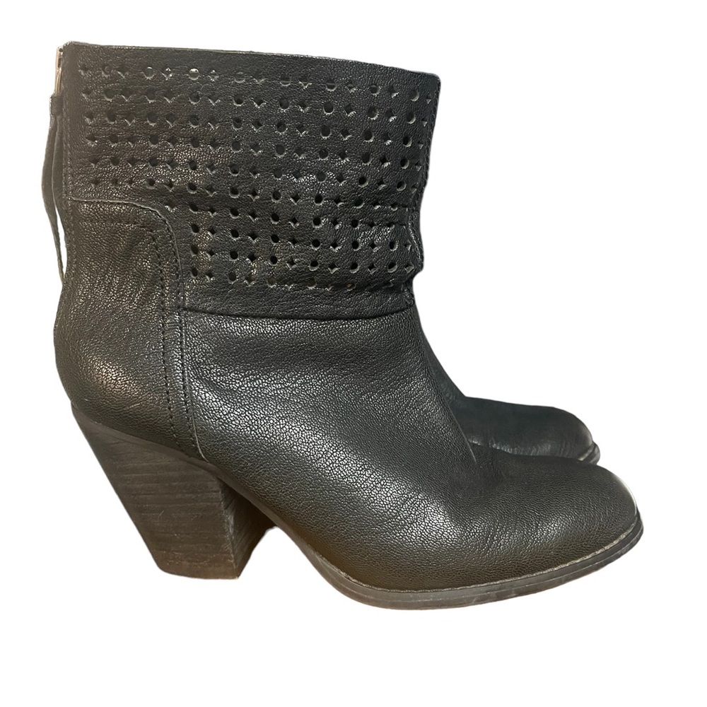 Nine West Hippychic Leather Ankle‎ Fashion Boots Booties Black 6.5 M